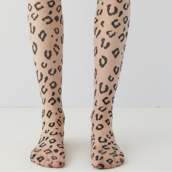 Urban Outfitters Leopard Print Sheer Tights S/M - Picture 2 of 4